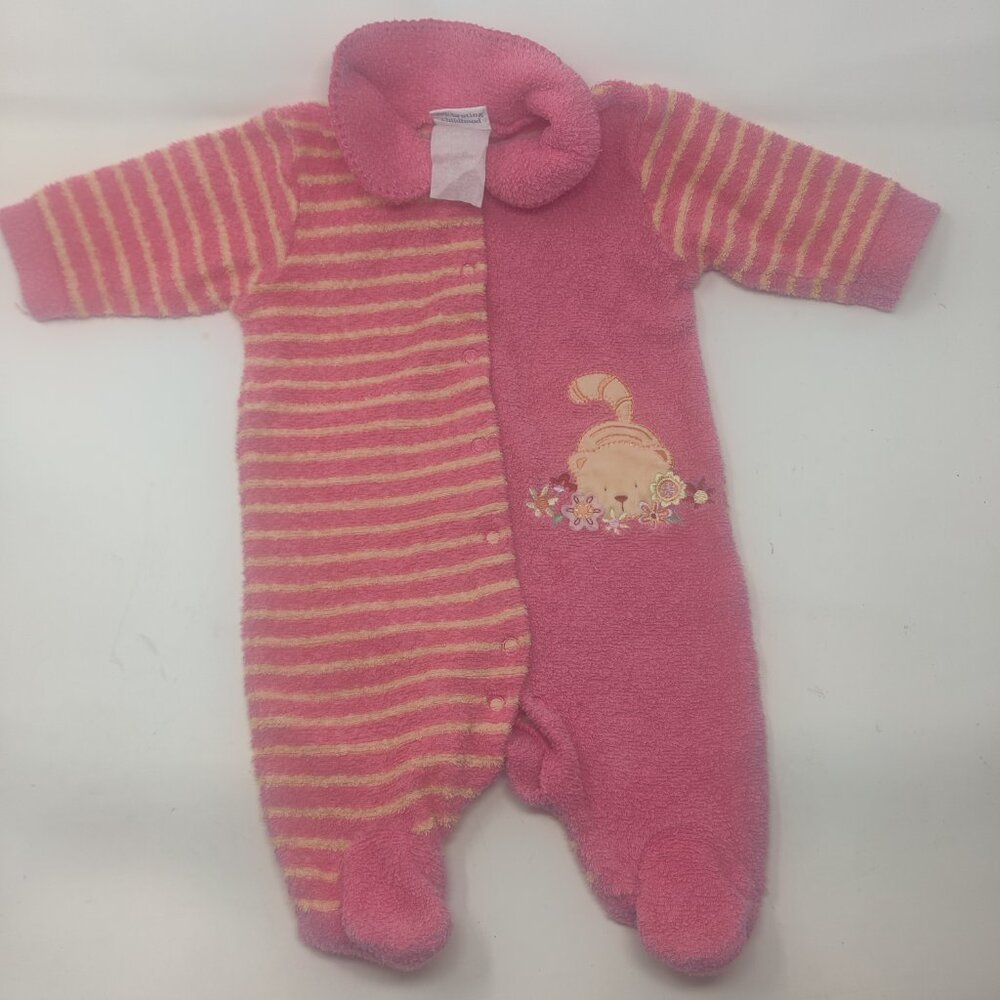 Baby Girl Clothes Vintage Carter's  Terry Cloth Cat Footed Outfit